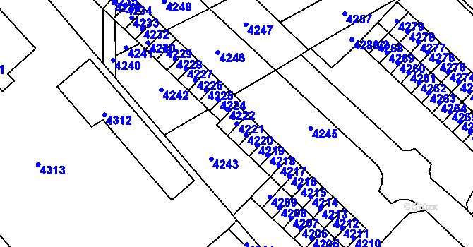 Parcela st. 4221 v KÚ Vsetín, Katastrální mapa