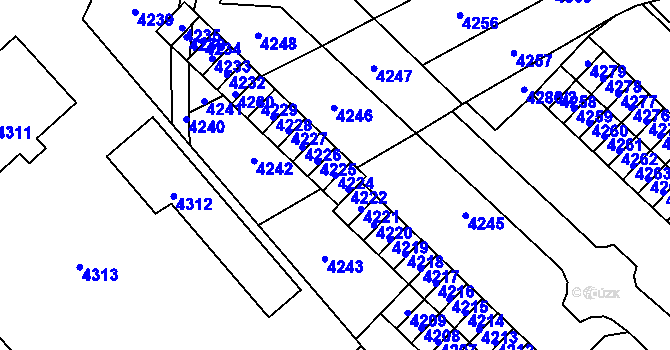 Parcela st. 4224 v KÚ Vsetín, Katastrální mapa