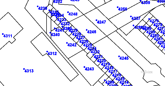 Parcela st. 4225 v KÚ Vsetín, Katastrální mapa