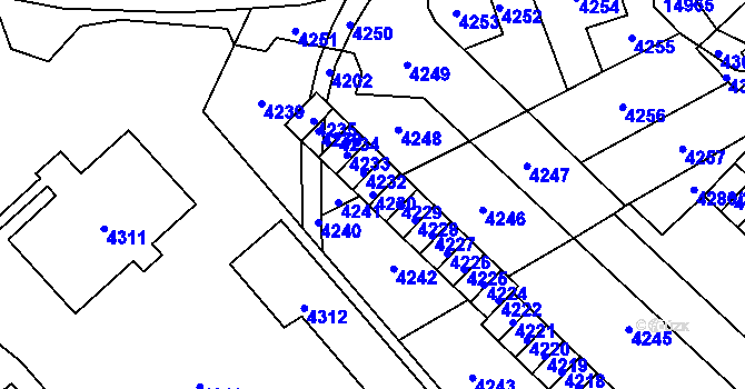 Parcela st. 4230 v KÚ Vsetín, Katastrální mapa