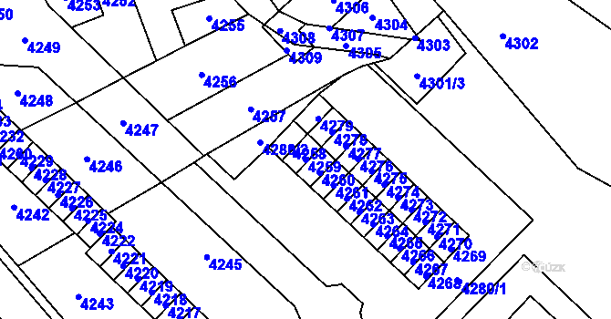Parcela st. 4259 v KÚ Vsetín, Katastrální mapa