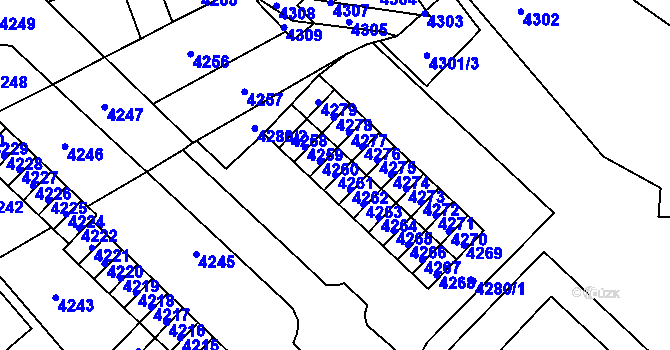 Parcela st. 4261 v KÚ Vsetín, Katastrální mapa