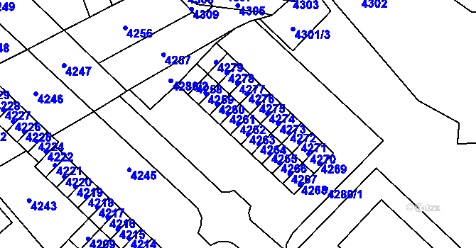 Parcela st. 4262 v KÚ Vsetín, Katastrální mapa