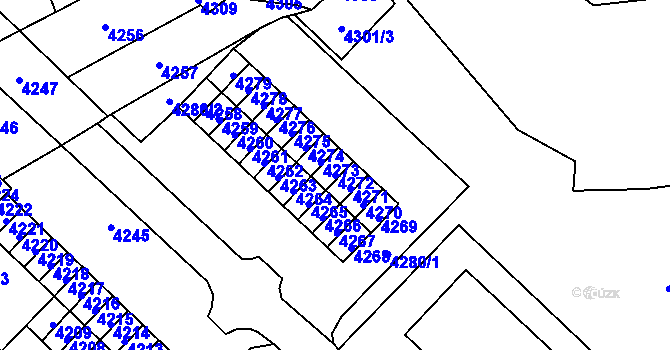Parcela st. 4272 v KÚ Vsetín, Katastrální mapa