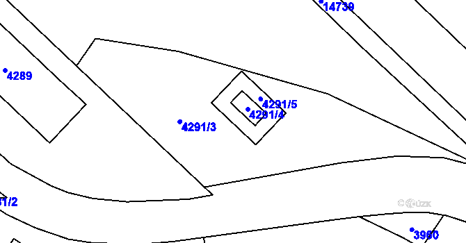 Parcela st. 4291 v KÚ Vsetín, Katastrální mapa