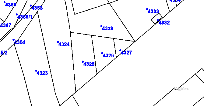 Parcela st. 4326 v KÚ Vsetín, Katastrální mapa