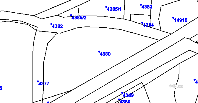 Parcela st. 4380 v KÚ Vsetín, Katastrální mapa