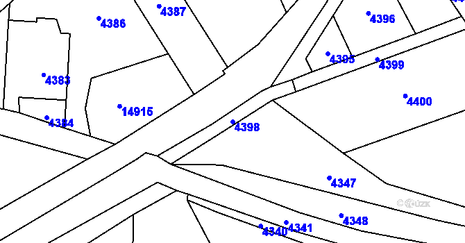 Parcela st. 4398 v KÚ Vsetín, Katastrální mapa