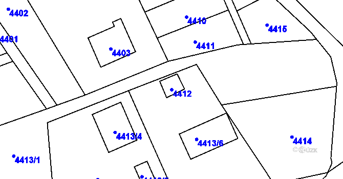 Parcela st. 4412 v KÚ Vsetín, Katastrální mapa