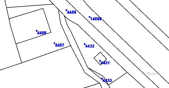 Parcela st. 4432 v KÚ Vsetín, Katastrální mapa