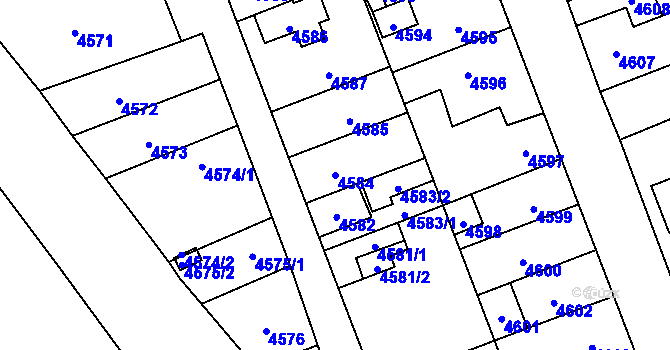 Parcela st. 4584 v KÚ Vsetín, Katastrální mapa