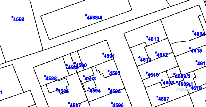 Parcela st. 4591 v KÚ Vsetín, Katastrální mapa