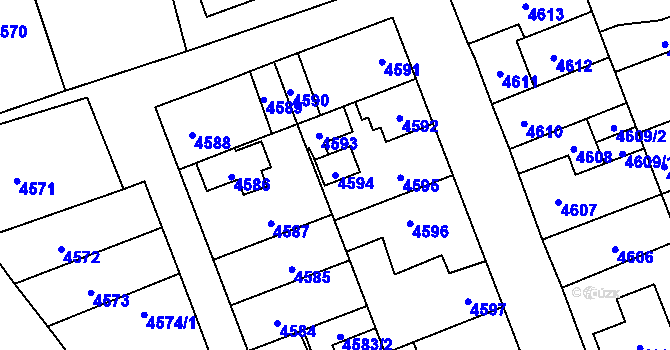 Parcela st. 4594 v KÚ Vsetín, Katastrální mapa