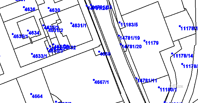 Parcela st. 4668 v KÚ Vsetín, Katastrální mapa