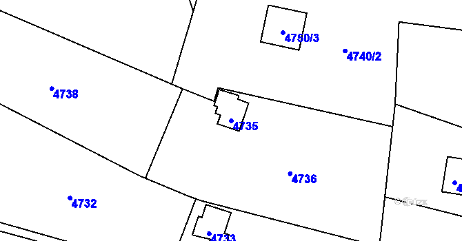 Parcela st. 4735 v KÚ Vsetín, Katastrální mapa