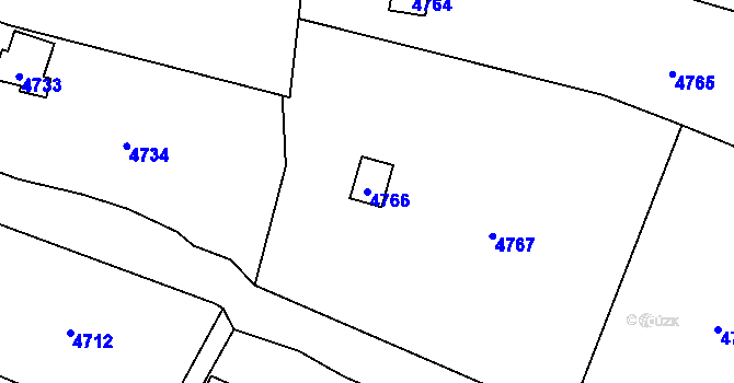 Parcela st. 4766 v KÚ Vsetín, Katastrální mapa
