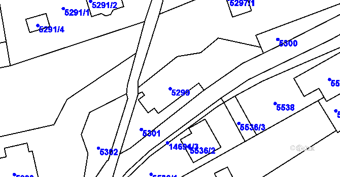 Parcela st. 5299 v KÚ Vsetín, Katastrální mapa