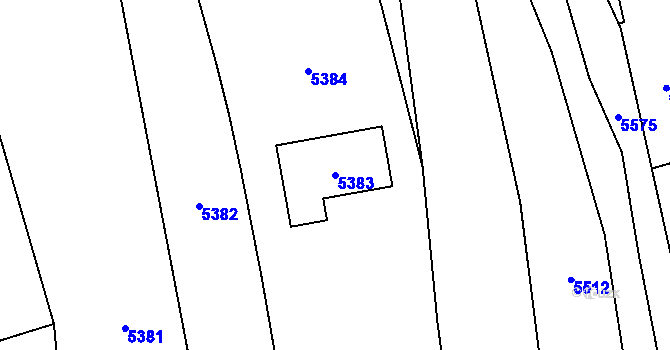 Parcela st. 5383 v KÚ Vsetín, Katastrální mapa