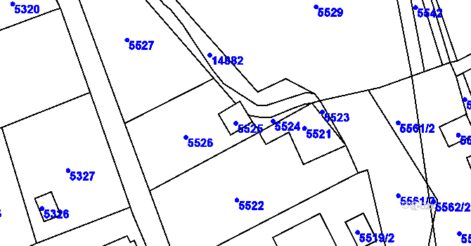 Parcela st. 5525 v KÚ Vsetín, Katastrální mapa