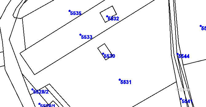Parcela st. 5530 v KÚ Vsetín, Katastrální mapa
