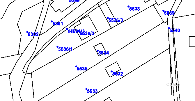 Parcela st. 5534 v KÚ Vsetín, Katastrální mapa