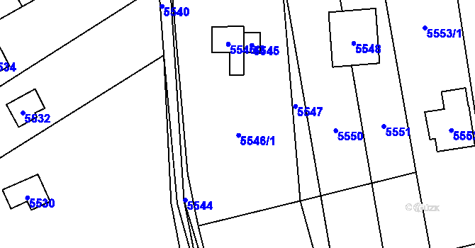 Parcela st. 5546 v KÚ Vsetín, Katastrální mapa