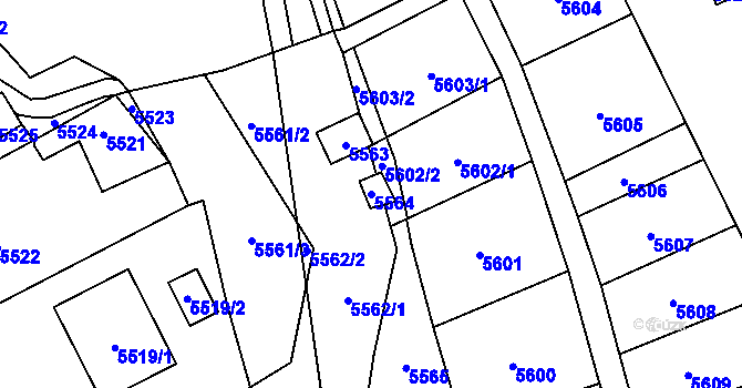 Parcela st. 5564 v KÚ Vsetín, Katastrální mapa