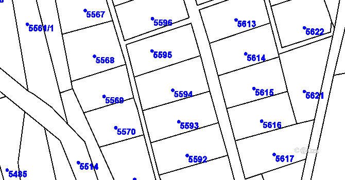 Parcela st. 5594 v KÚ Vsetín, Katastrální mapa