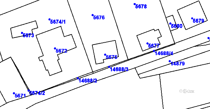 Parcela st. 5675 v KÚ Vsetín, Katastrální mapa