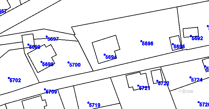 Parcela st. 5694 v KÚ Vsetín, Katastrální mapa