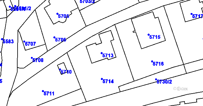 Parcela st. 5713 v KÚ Vsetín, Katastrální mapa