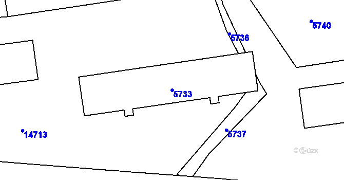 Parcela st. 5733 v KÚ Vsetín, Katastrální mapa