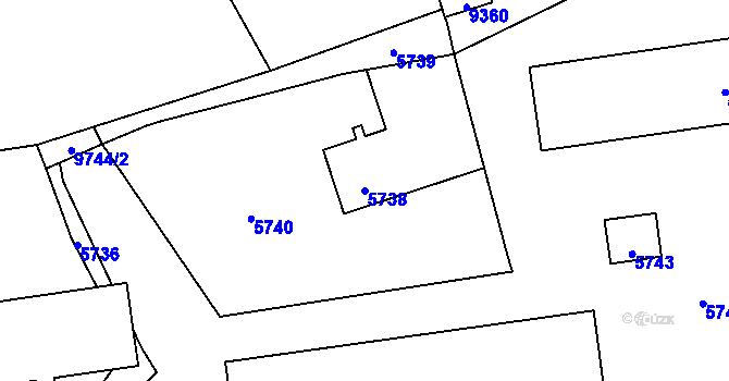 Parcela st. 5738 v KÚ Vsetín, Katastrální mapa