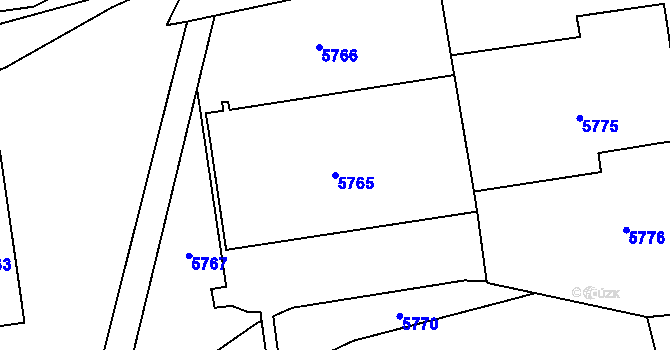 Parcela st. 5765 v KÚ Vsetín, Katastrální mapa
