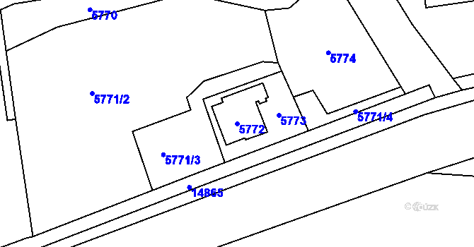 Parcela st. 5772 v KÚ Vsetín, Katastrální mapa