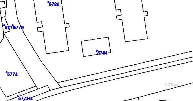 Parcela st. 5781 v KÚ Vsetín, Katastrální mapa