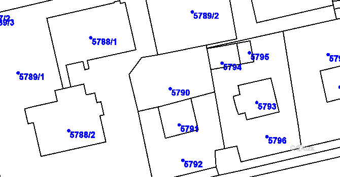 Parcela st. 5790 v KÚ Vsetín, Katastrální mapa