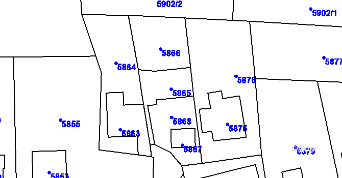 Parcela st. 5865 v KÚ Vsetín, Katastrální mapa