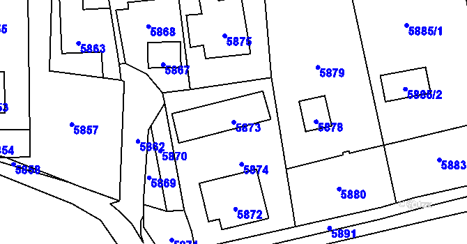Parcela st. 5873 v KÚ Vsetín, Katastrální mapa