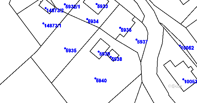 Parcela st. 5939 v KÚ Vsetín, Katastrální mapa