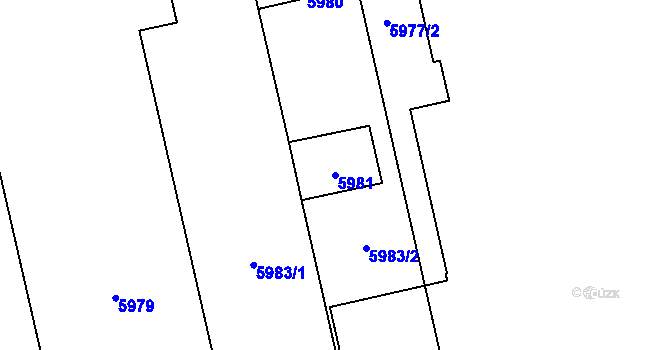 Parcela st. 5981 v KÚ Vsetín, Katastrální mapa