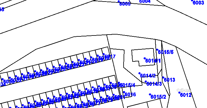 Parcela st. 6017 v KÚ Vsetín, Katastrální mapa
