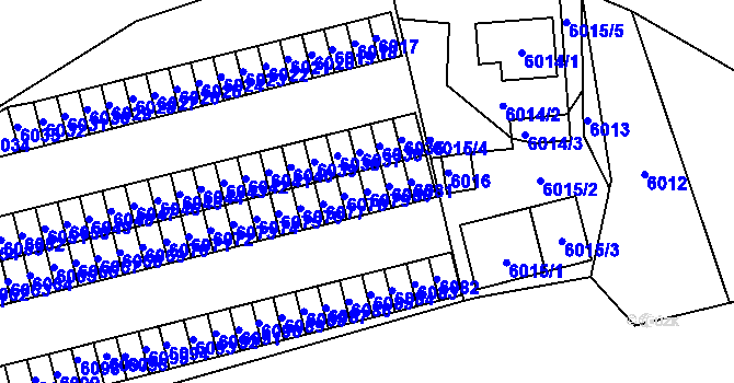 Parcela st. 6079 v KÚ Vsetín, Katastrální mapa