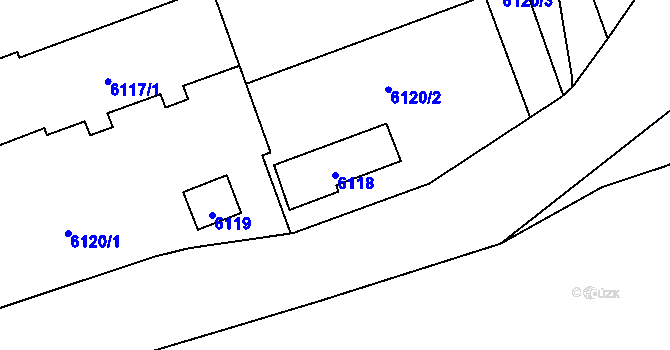 Parcela st. 6118 v KÚ Vsetín, Katastrální mapa