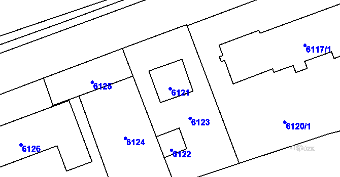 Parcela st. 6121 v KÚ Vsetín, Katastrální mapa
