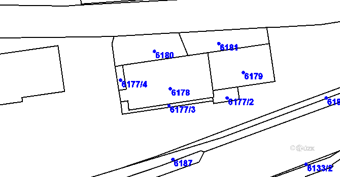 Parcela st. 6178 v KÚ Vsetín, Katastrální mapa