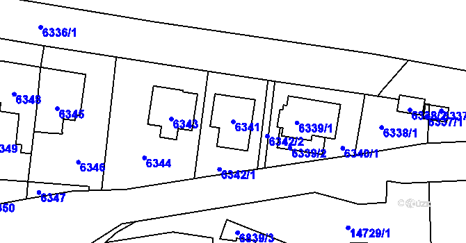 Parcela st. 6341 v KÚ Vsetín, Katastrální mapa