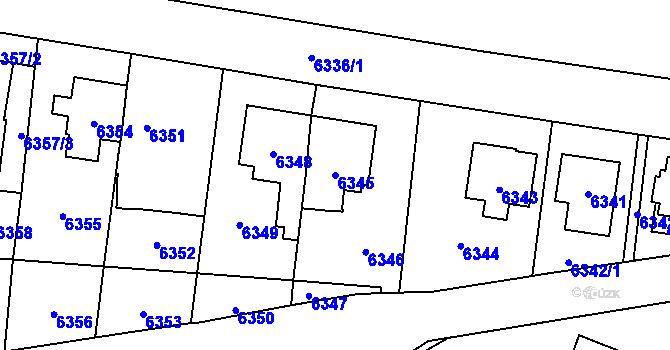 Parcela st. 6345 v KÚ Vsetín, Katastrální mapa