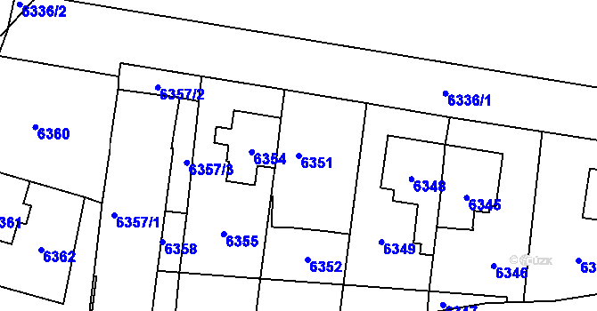 Parcela st. 6351 v KÚ Vsetín, Katastrální mapa