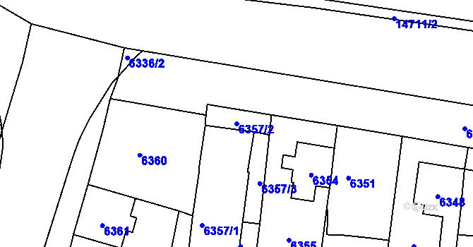 Parcela st. 6357/2 v KÚ Vsetín, Katastrální mapa